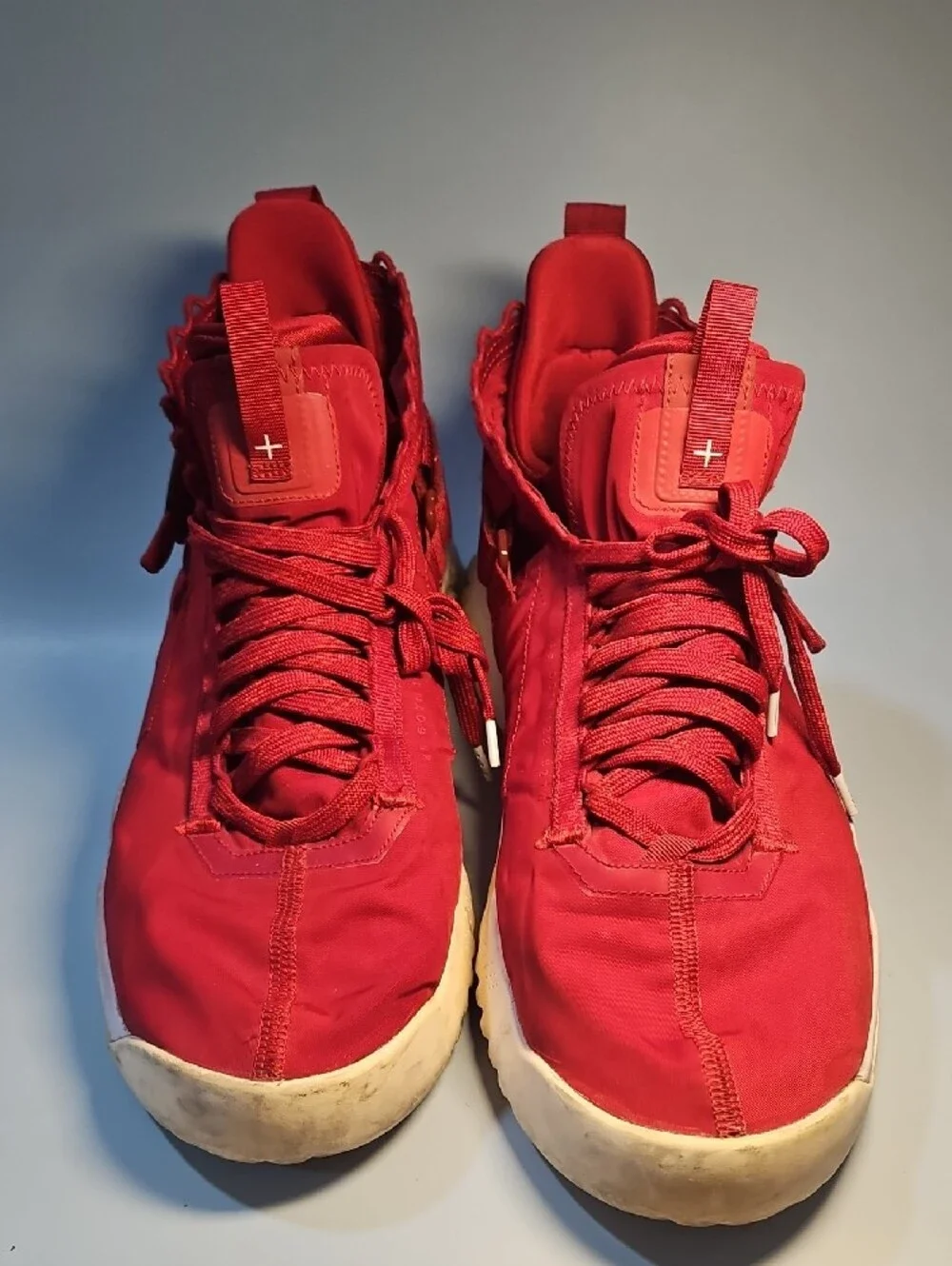 Jordan Red Strap High-Top Sneaker with White Sole Bin 12